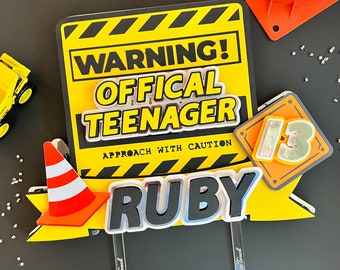 Warning Official Teenager Topper | Official Teenager CakeTopper | Official Teenager Birthday | Official Teenager party decor | 13th Birthday