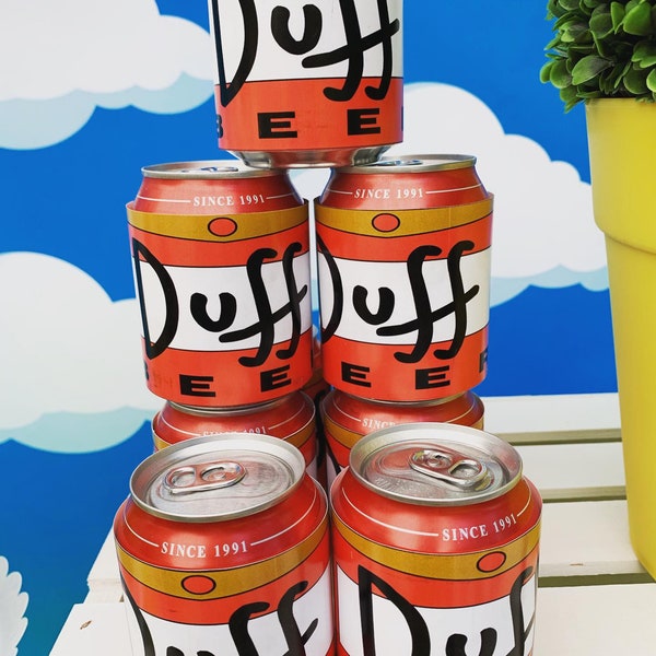 Étiquette de bouteille de bière Duff | Les étiquettes de bière Simpsons Duff | La fête des Simpsons | Le thème des Simpsons | Étiquette de canette de soda | Étiquettes de bouteilles personnalisées