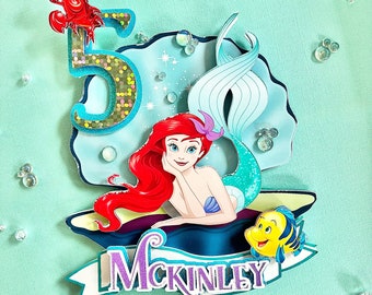 Little Mermaid Inspired Cake Topper | Little Mermaid Party Decorations | Ariel cake topper | Ariel Centerpieces | Mermaid cake topper