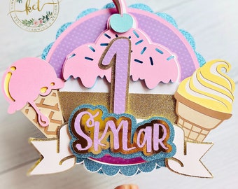 Ice Cream Cake Topper | Ice Cream party decor | Ice Cream birthday decor | Ice Cream banner| Sweet One cake topper | Sweet One party decor