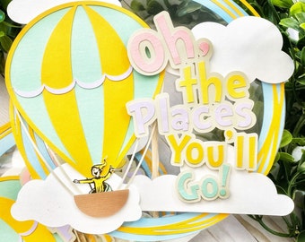 Oh the Places You’ll Go Cake topper |Centerpiece | Dr. Seuss party |Dr.Seuss theme | Air balloon cake topper