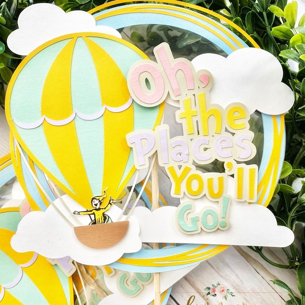 Oh the Places You’ll Go Cake topper |Centerpiece | Dr. Seuss party |Dr.Seuss theme | Air balloon cake topper