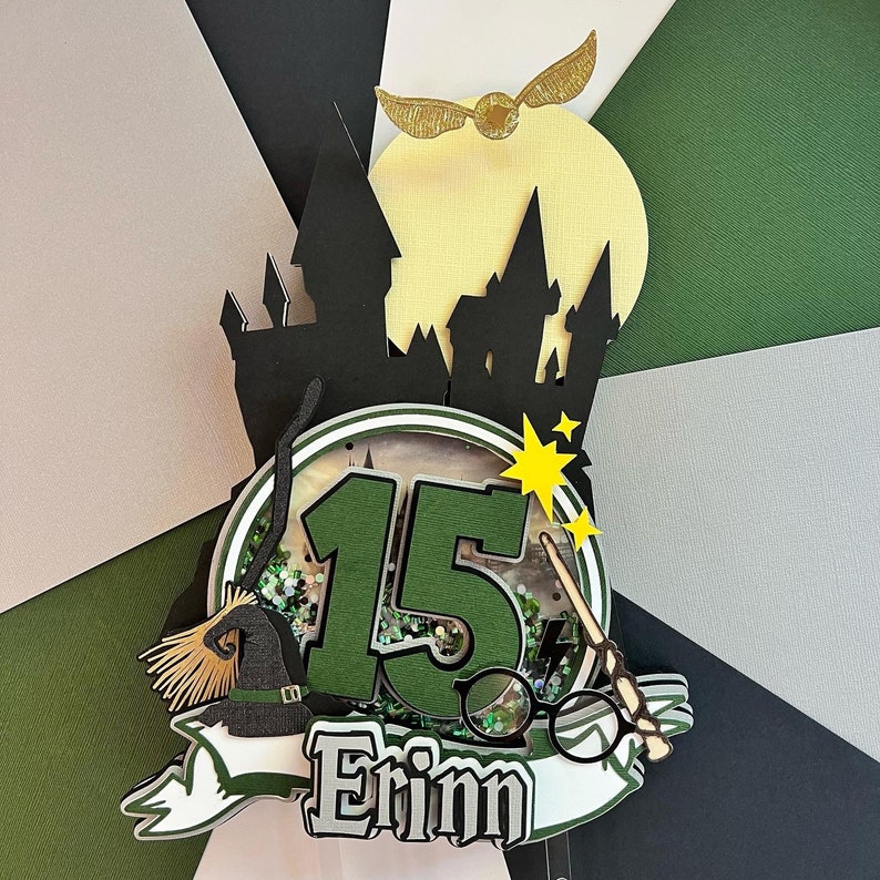 Wizard 19th Birthday Cake Topper - Boy & Girl 19 Glitter Decoration For Party, Black