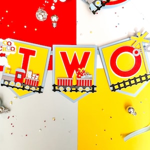 Choo Choo ik ben twee banner | Choo Choo ik ben twee verjaardag decor | Trein Kinderstoel Banner | Treinbanner | Trein feest decor | Trein verjaardag