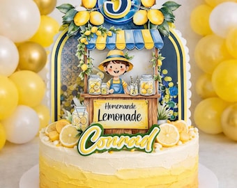 Amalfikustens citrontårtdekoration | Citrontårtdekoration | Citronfestdekoration | Citronfödelsedag | Lemonadmuffinstoppare | Lemonadfestdekoration