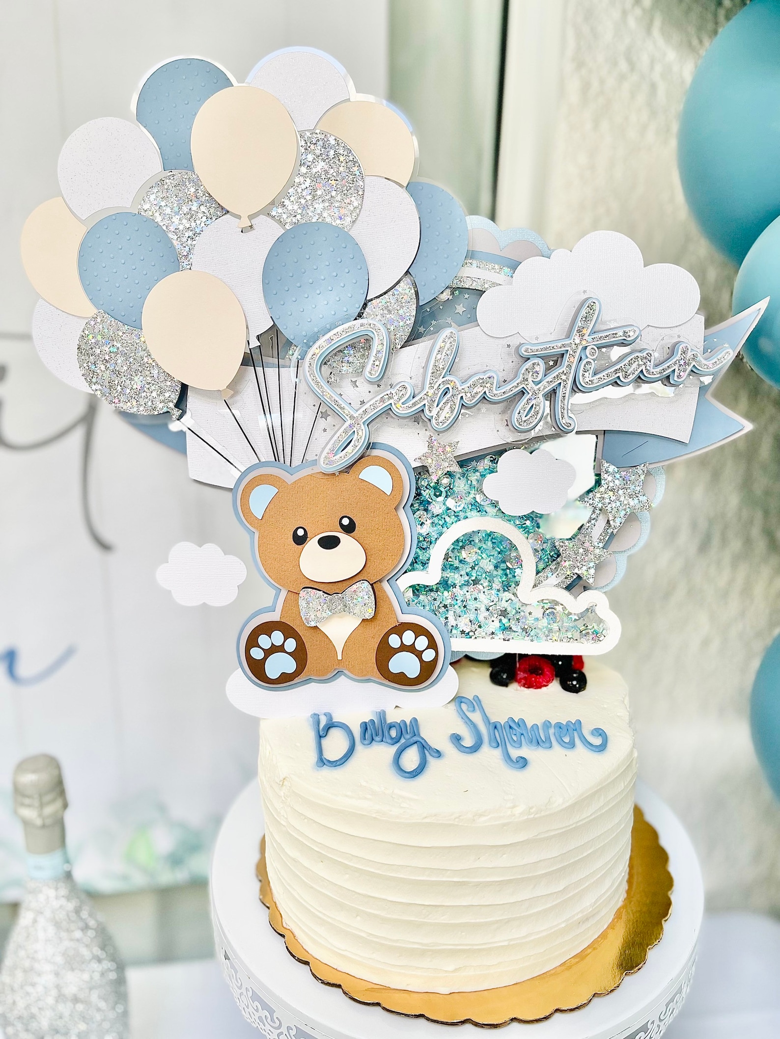 Teddy Bear Baby Shower Cake Topper | Custom Colors & Size - Etsy
