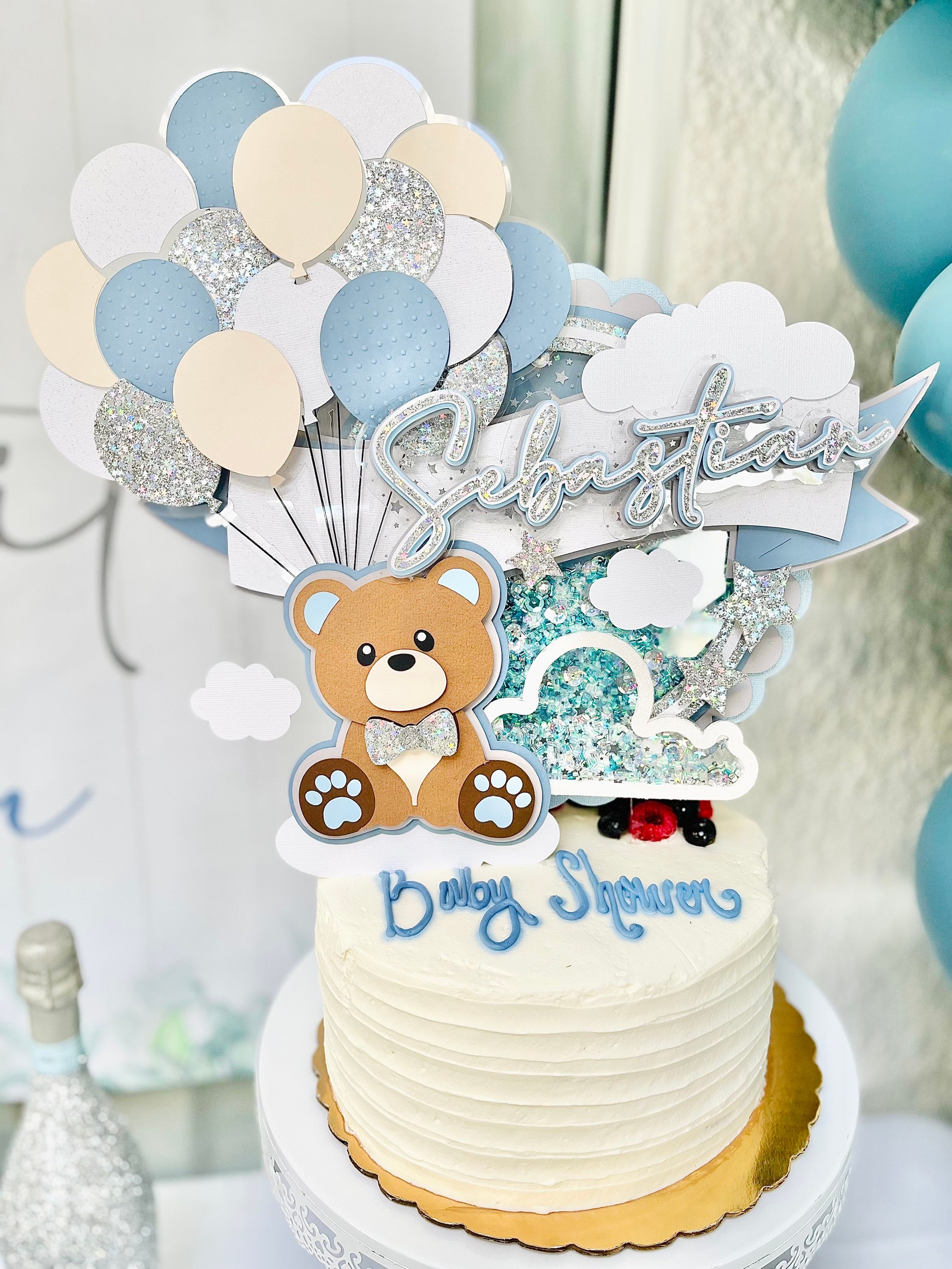 Teddy Bear Baby Shower Cake Topper | Custom Colors & Size - Etsy UK