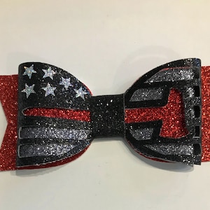 Firefighter thin red line hair bow or headband | Firefighter support hair bow or headband