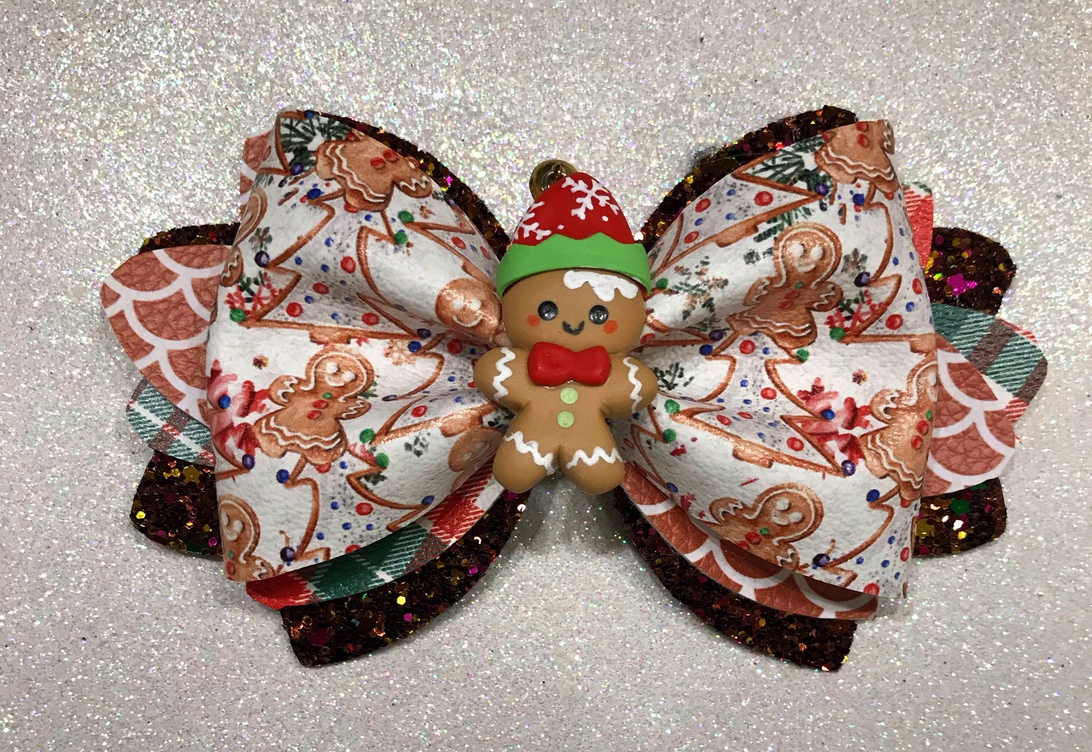 Gingerbread Hair Bow for Girl Christmas Headband for Baby Etsy