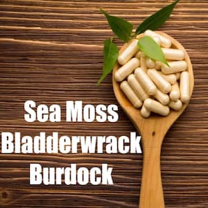 Sea Moss/Irish Moss and Bladderwrack Capsules PLUS Burdock All Natural Dr Sebi
