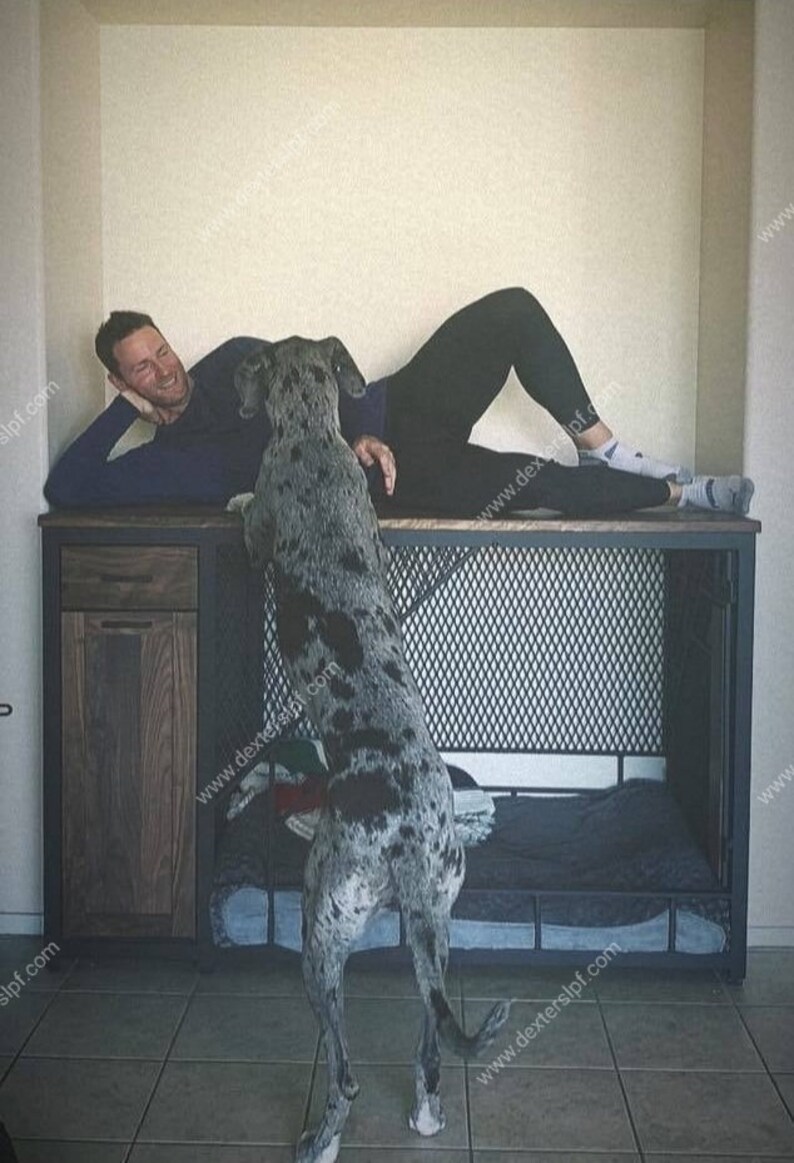 Dog Crate Furniture With Food Storage Remy Xxlarge Dog Etsy