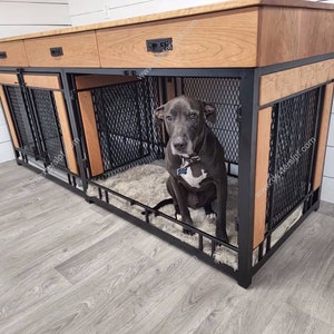 Finnian X-Large Double Dog Crate, with Soft Close Drawers, XL Dog Crate Furniture, Modern Dog Crate, Dog Kennel Furniture