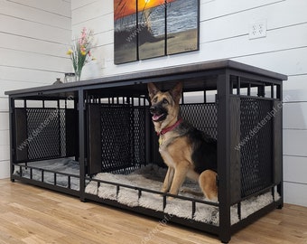 Raven X-Large Double, XL Double Dog Kennel Furniture, Xl Dog Crate Furniture, Modern Dog Crate, Dog Crate Furniture, Dog Kennel Furniture
