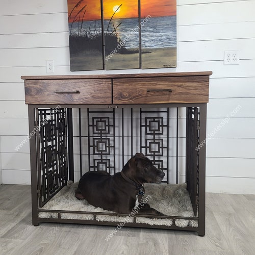 Sebby Xlarge W/ Drawers Dog Crate Table Modern Dog Crate Etsy