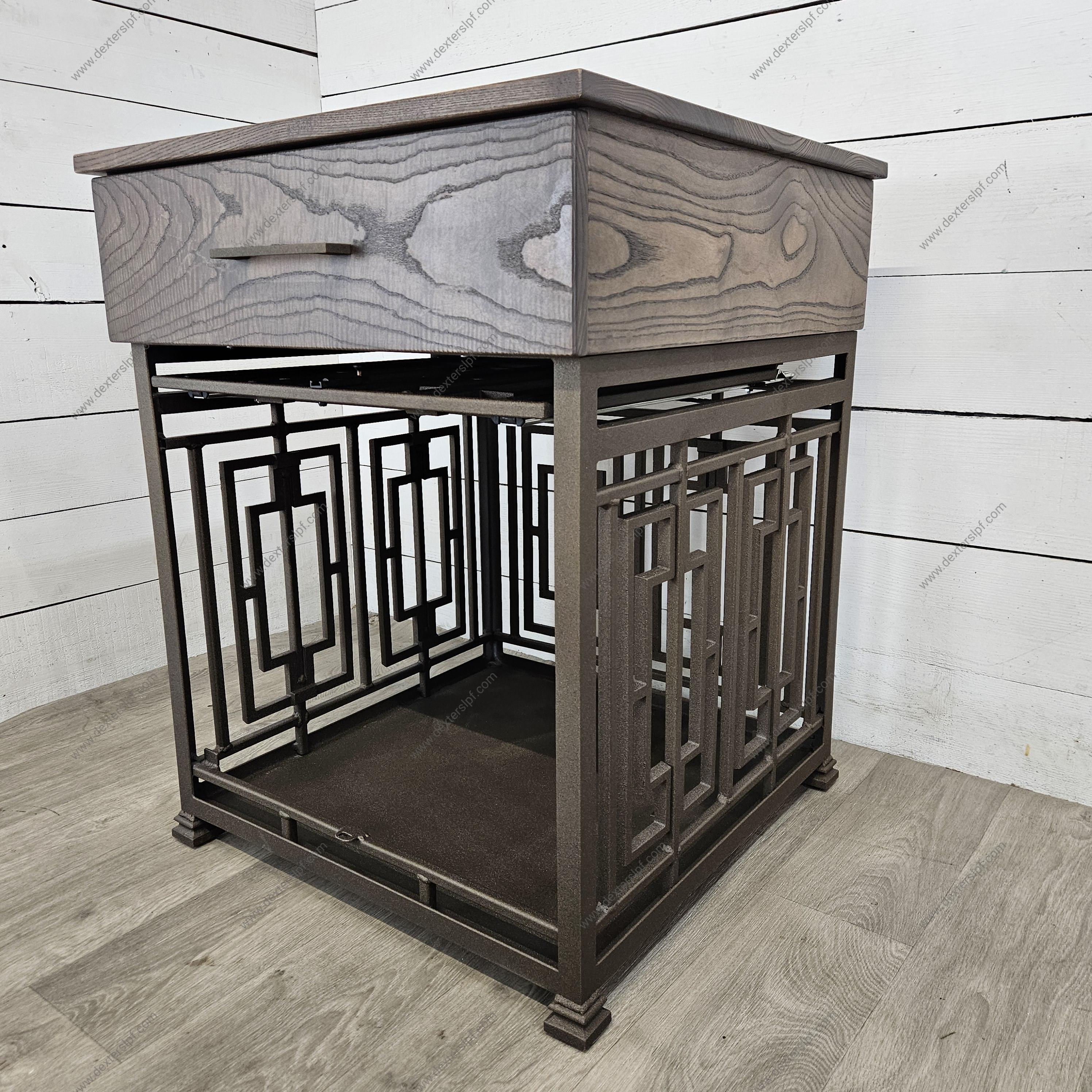 View of Layla Custom Small Dog Crate Furniture With Soft-close Drawer and Up ...
