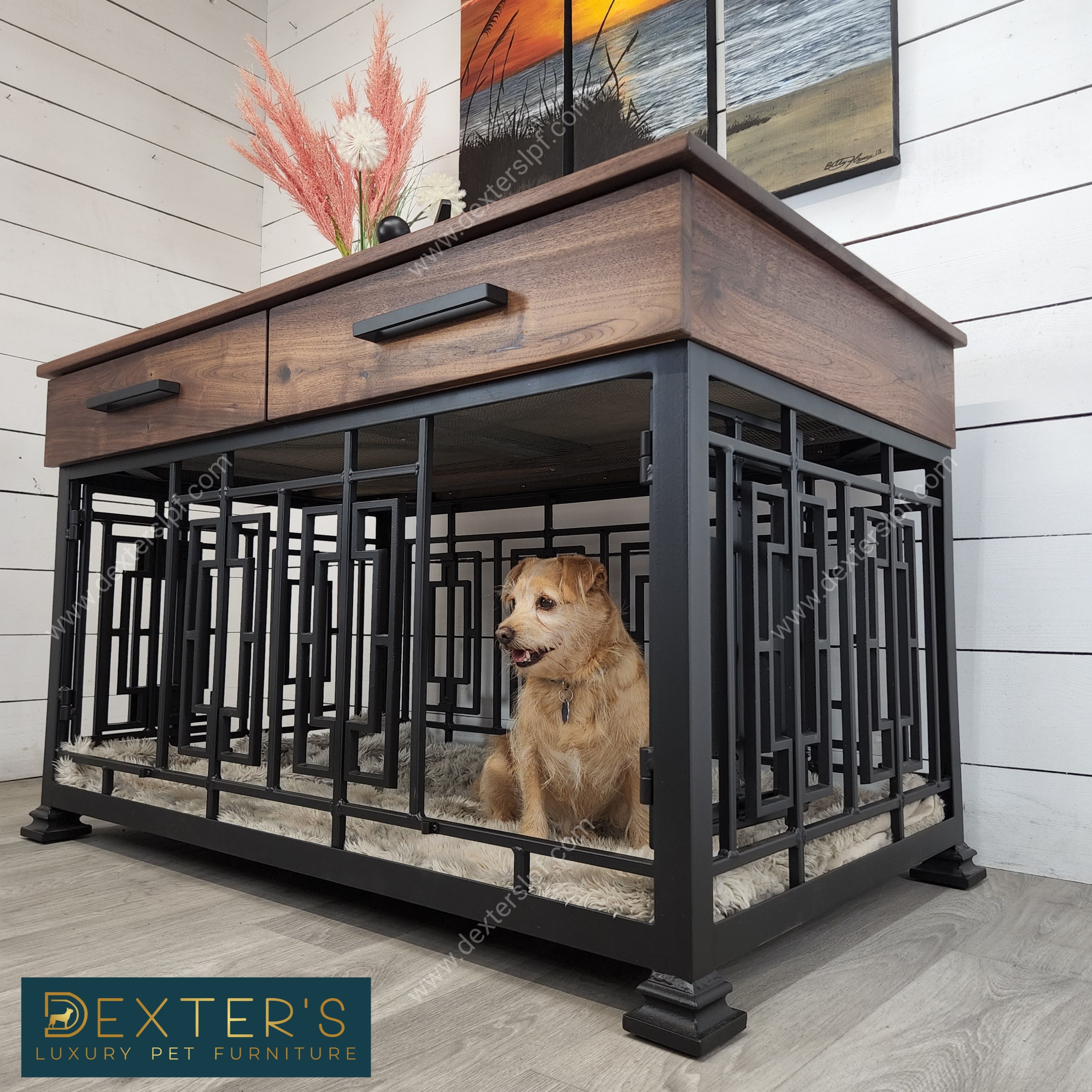 Layla Medium Double Dog Crate, Dog Crate Furniture, Dog Kennel Furniture, Dog  Crate Table, Modern Dog Crate -  Singapore