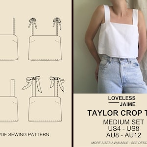 Taylor linen top pattern, Medium Set: Sizes US4-8, tank top sewing PDF, instant digital download, beginner project for women