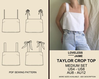 Taylor Leinen-Top Schnittmuster, Medium-Set: Grössen 4-8, Tank Top PDF, sofortiger digitaler Download, Anfängerprojekt für Frauen