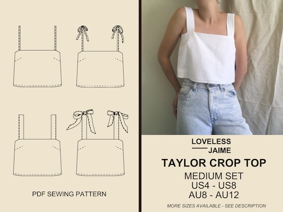 Taylor Linen Tank Top Pattern: Medium Size Set, Sizes US4-US8 (PDF Sewing Pattern)