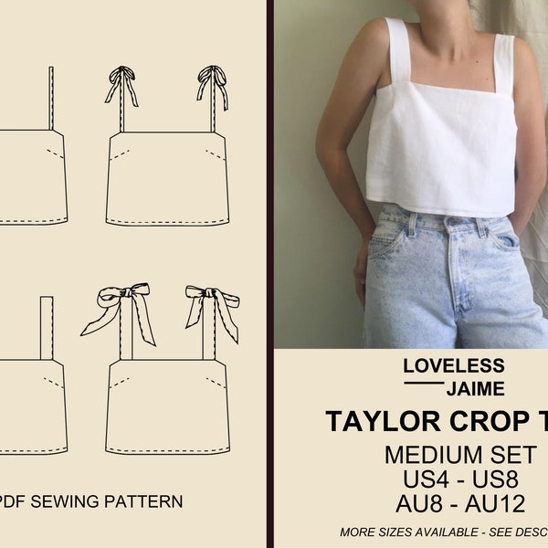 Taylor Linen Tank Top Pattern: Medium Size Set, Sizes US4-US8 (PDF Sewing Pattern)