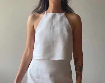 Megan Halter Blouse Sewing Pattern, Small Set: Sizes US0-US4, womens crop tank top, simple square neck, classic style, instant download PDF