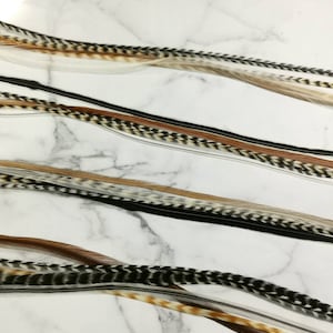 Premium Feather Hair Extensions, Clip-in or Crimp-on Long Feather Hair Extensions 10-12 Inches