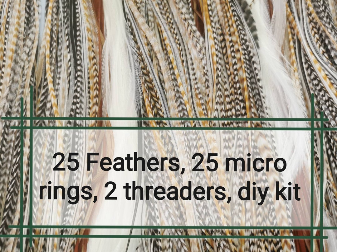25 Feather Hair Extensions Kit Premium Feather Hair Etsy