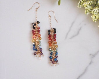 Rainbow Rockcandy Earrings, Gold-filled Drop Earrings