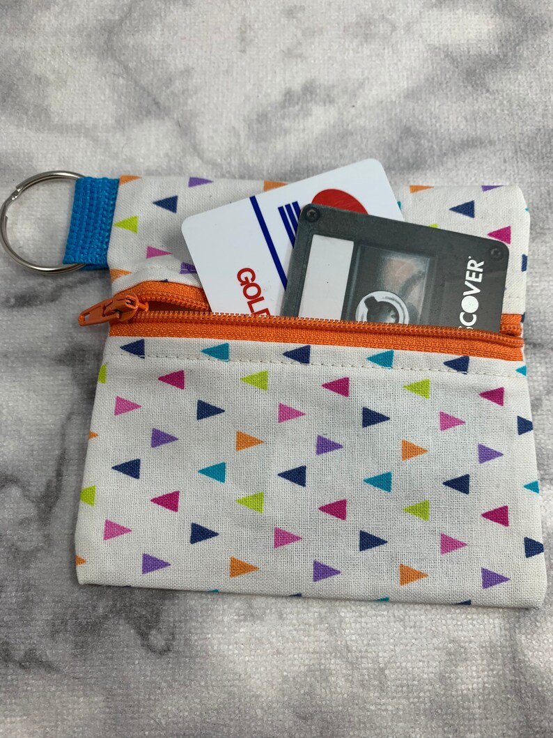 Wristlet Card Case Coin Pouch Rainbow Triangles Cotton Coin Purse Zipper Pouch