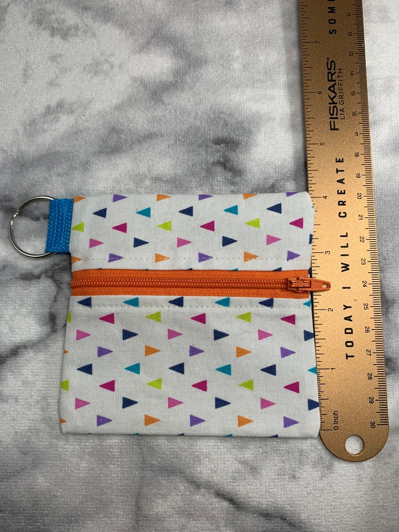 Wristlet Card Case Coin Pouch Rainbow Triangles Cotton Coin Purse Zipper Pouch