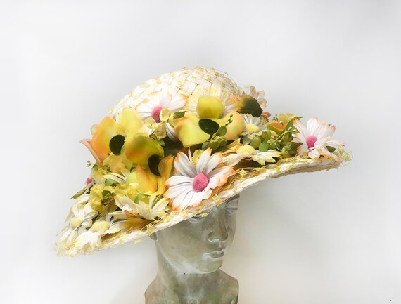 Christian Dior vintage floral Spring hat, celloph… - image 8