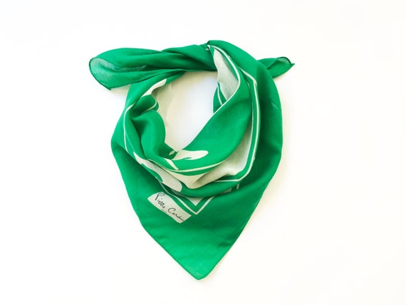 RESORT Pierre Cardin 1970's cotton scarf green an… - image 5