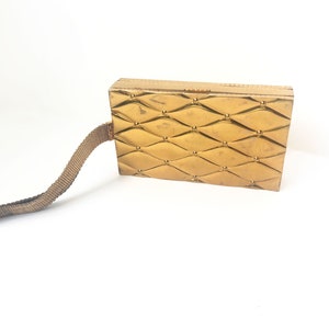 Evans Vintage Ladies Mini Quilted Embossed Gold Purse Compact Powder Mirror Etsy