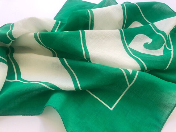 RESORT Pierre Cardin 1970's cotton scarf green an… - image 8
