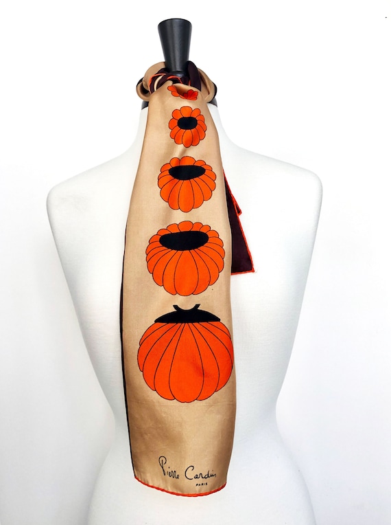 Pierre Cardin 1970's long pumpkin/flower print