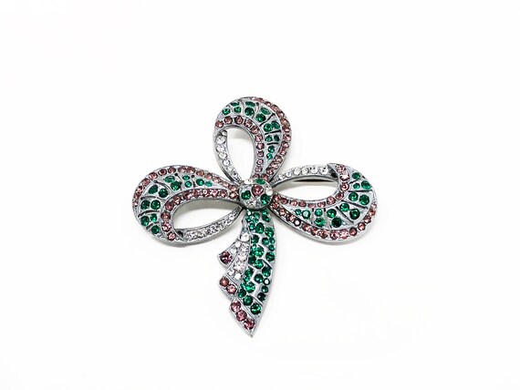 Art Deco Czech "Clover-Bow" Suffragette rhineston… - image 10