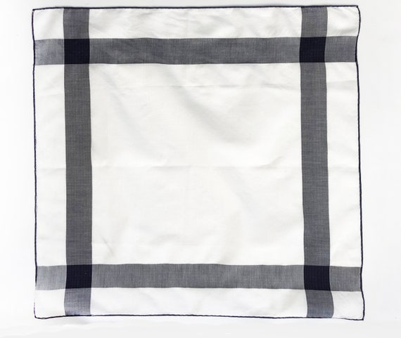 White and Navy cotton pocket square hankerchief - image 2