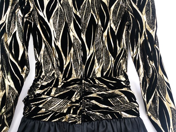 Vintage Halston III Gold Lamé Black Velvet leaf p… - image 9