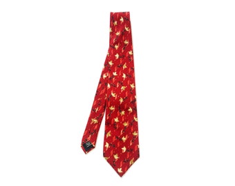 Red Tulips Floral Ricoh-Trace Station Silk Twill Tie