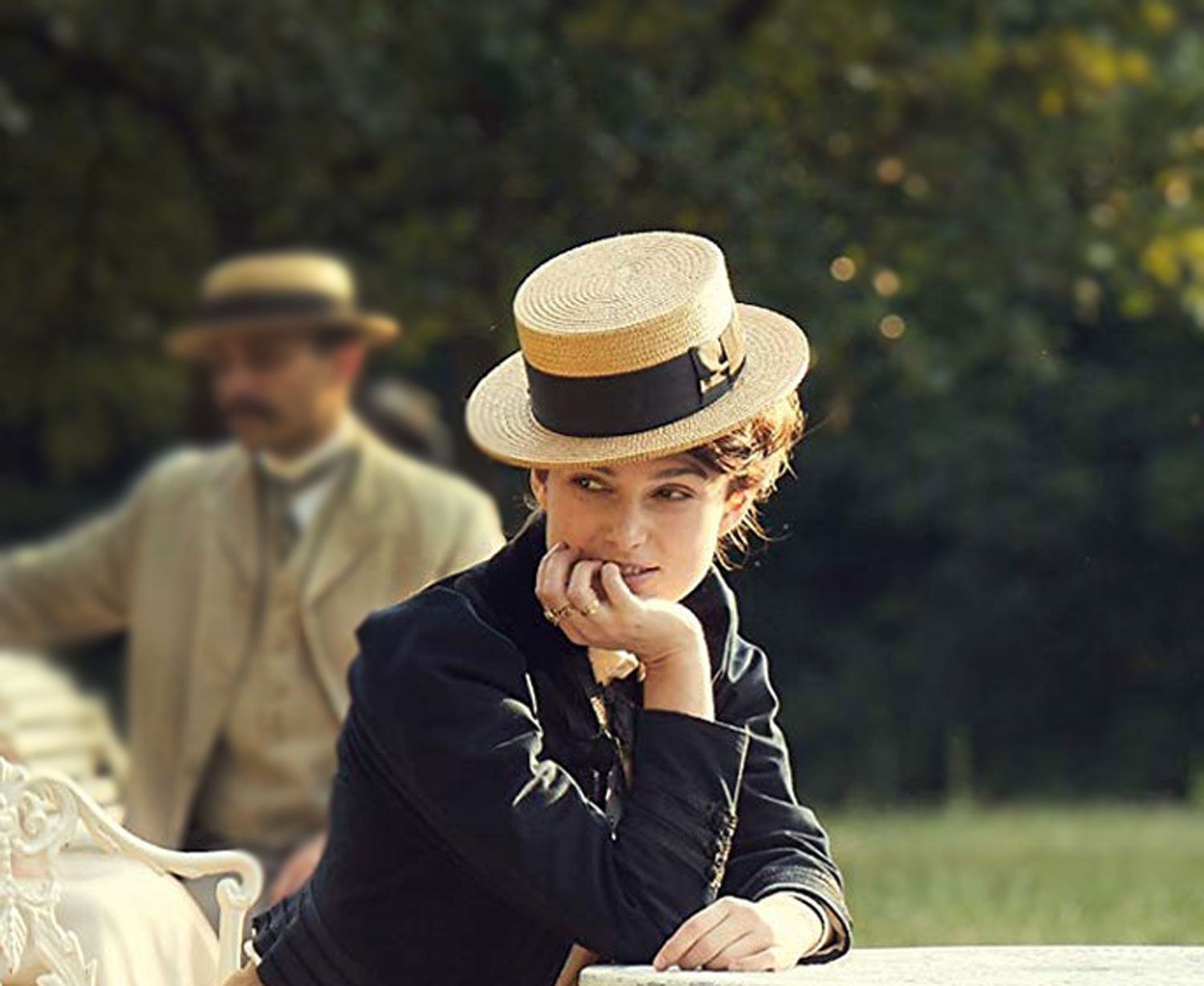 Natural Straw Boater Hat With Red White 