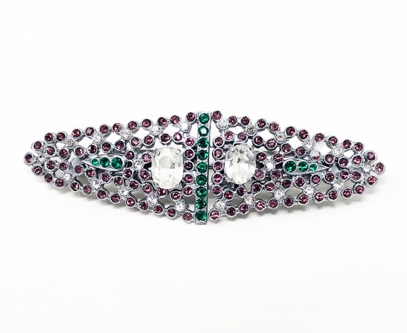 Art Deco Violets mesh and large stones Suffragett… - image 1