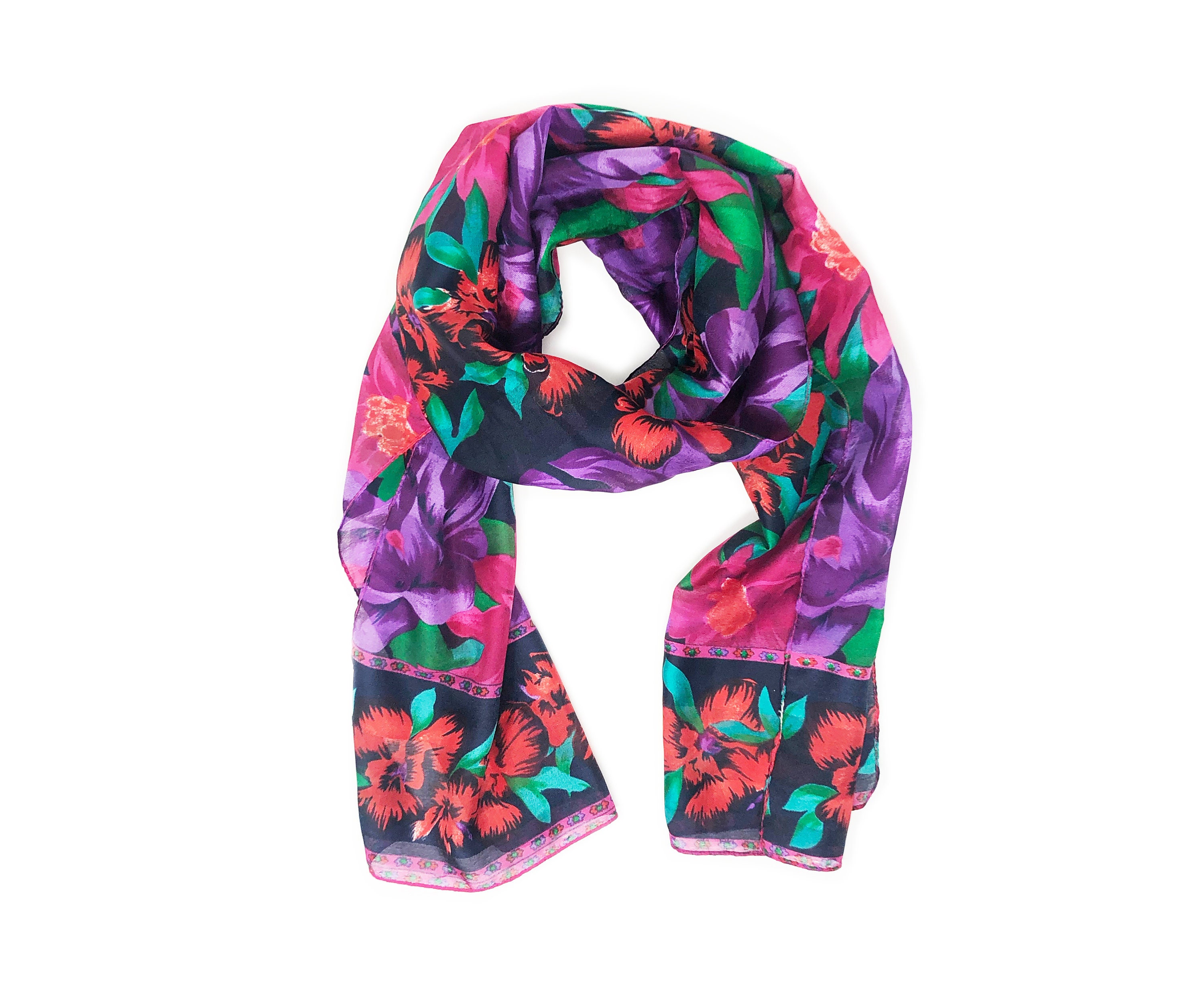 9STYLES Lavender Red Black Lily Flower Satin Scarf Womens Fashion