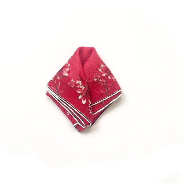 Red and white cotton pocket square