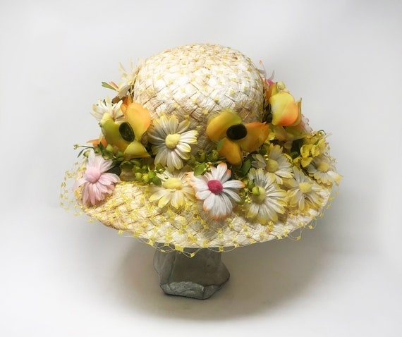 Christian Dior vintage floral Spring hat, celloph… - image 6