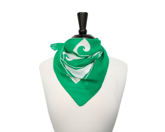 RESORT Pierre Cardin 1970's cotton scarf green an… - image 2