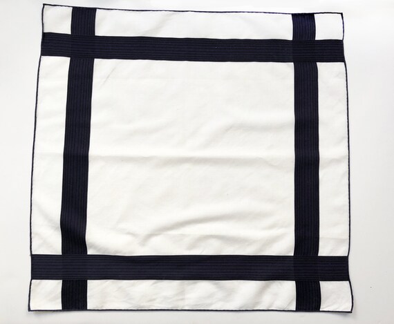White and Navy cotton pocket square hankerchief - image 1