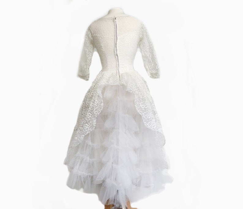 Sabrina Dark Baptism vintage 1959 white floral lace wedding dress gown size 68