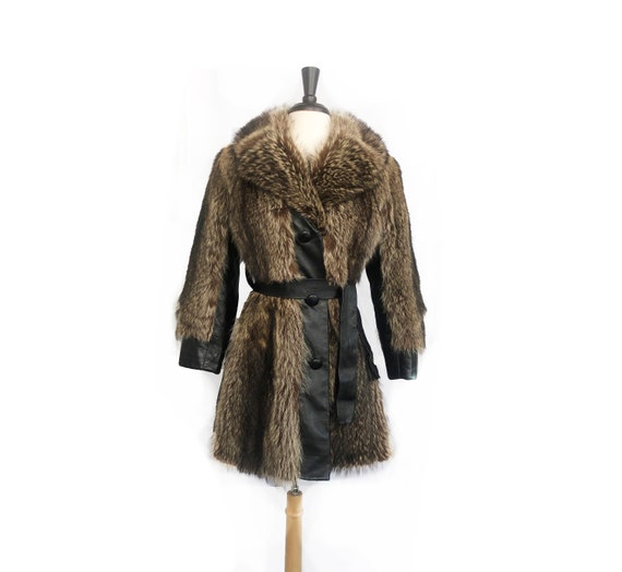 Pierre Cardin fur coat - brown Racoon with black d