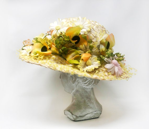 Christian Dior vintage floral Spring hat, celloph… - image 5