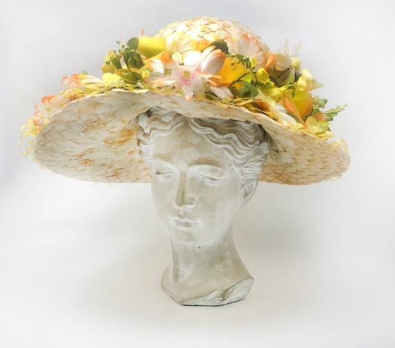 Christian Dior vintage floral Spring hat, celloph… - image 3